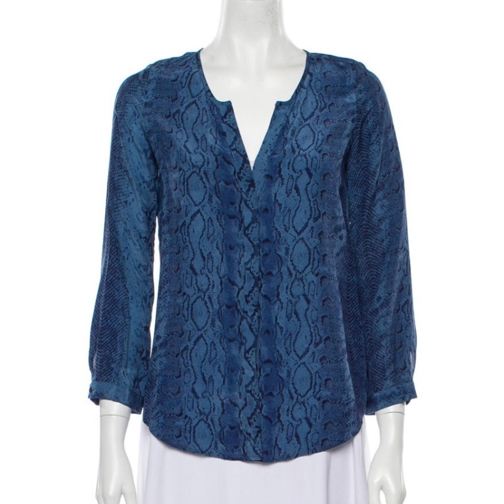 Joie blue snake print blouse size medium